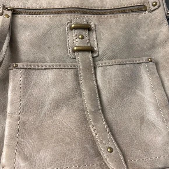 Stylish Taupe Leather Crossbody Bag - Picture 2 of 10